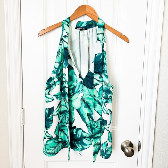 Gianni Bini Palm Leaf Tank Blouse Size Large - Picture 2 of 3